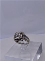 Lady's Diamond Cluster Ring 96 Diamonds 1.80 Carat T.W. 14K White Gold 6.1g